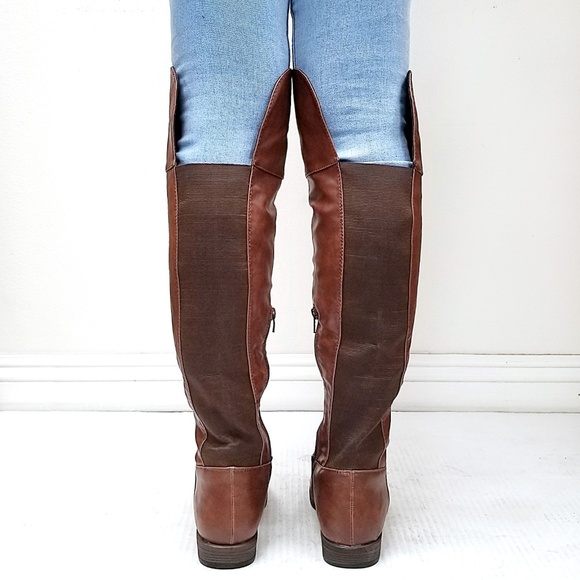 New Brown Elastic Panel Over the Knee Riding Boots - Picture 3 of 3